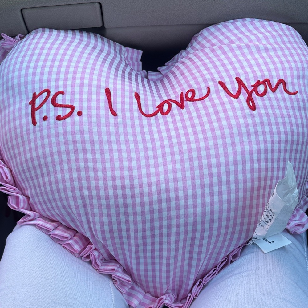 Heart-Shaped Pink Gingham Pillow